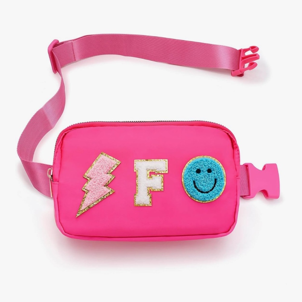 PINK Chenille F Initial Fanny Pack Preppy Girls Belt Bag - NEW in Package 💗✨🎀